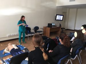 AED BLS skill station in the Plenary Room